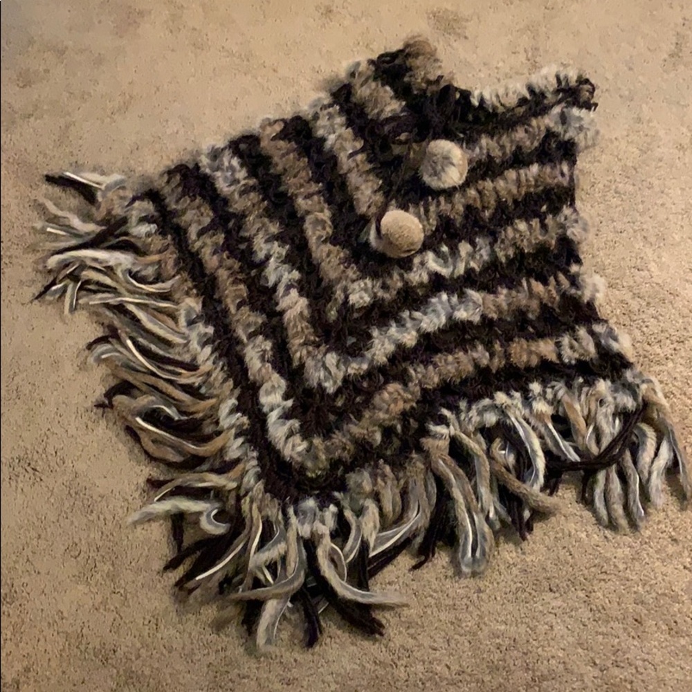 YEN Fur Poncho w/ Adjustable Ties